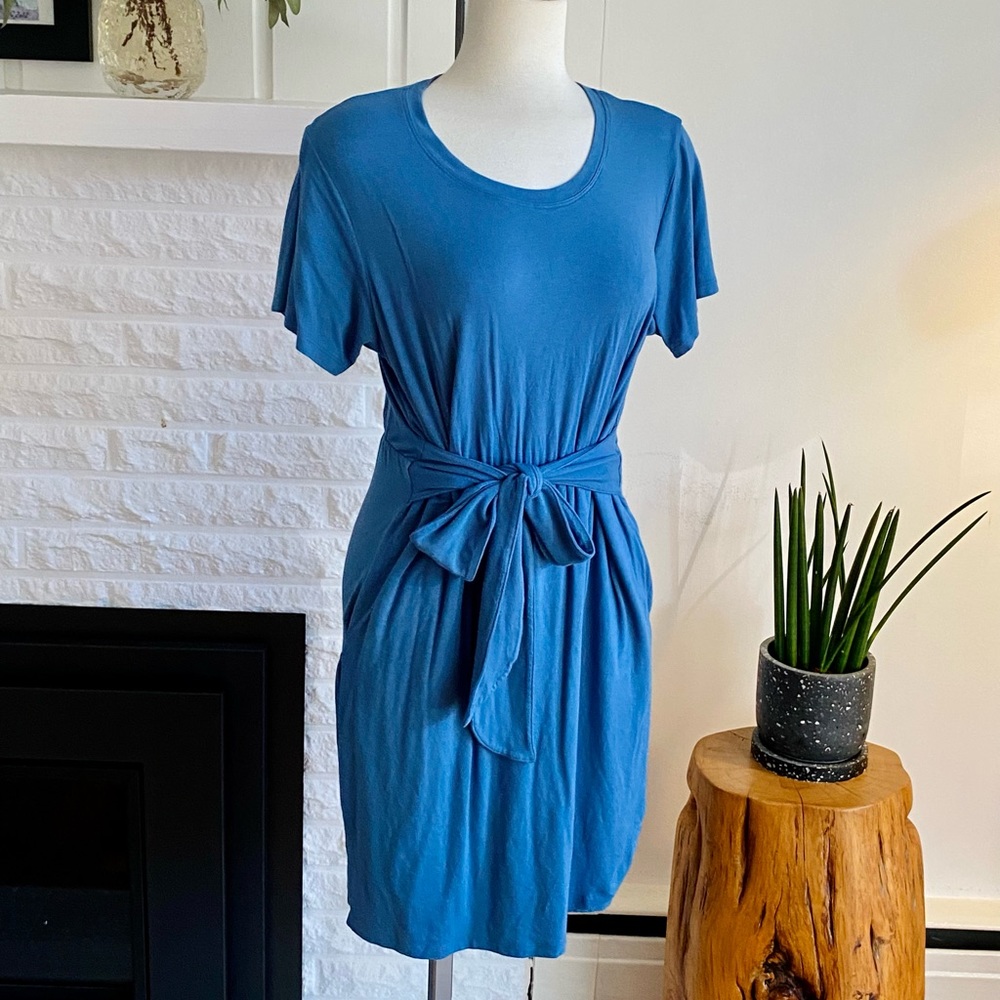 Smash + Tess Teal Blue Tie-Waist T-Shirt Dress